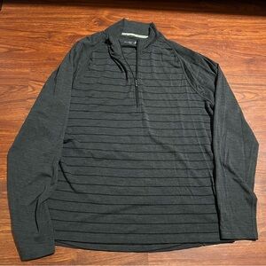 Smartwool Thermal 100% Merino 1/4 Zip Pullover Mens 2XL Gray Striped Base Layer